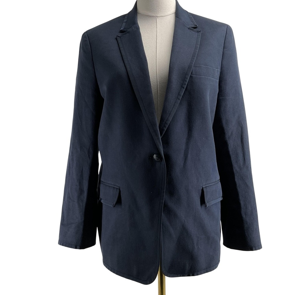 Brooks Brothers Red Fleece Blazer Womens 12/14 Blue Lined Tailored Jacket